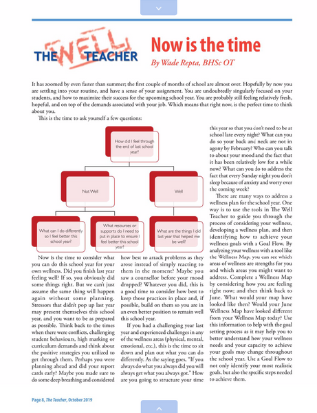 Wade Repta's Article "Now is the time" Featured in The Teacher Magazine