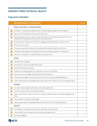 Ergonomic Checklist for Teachers
