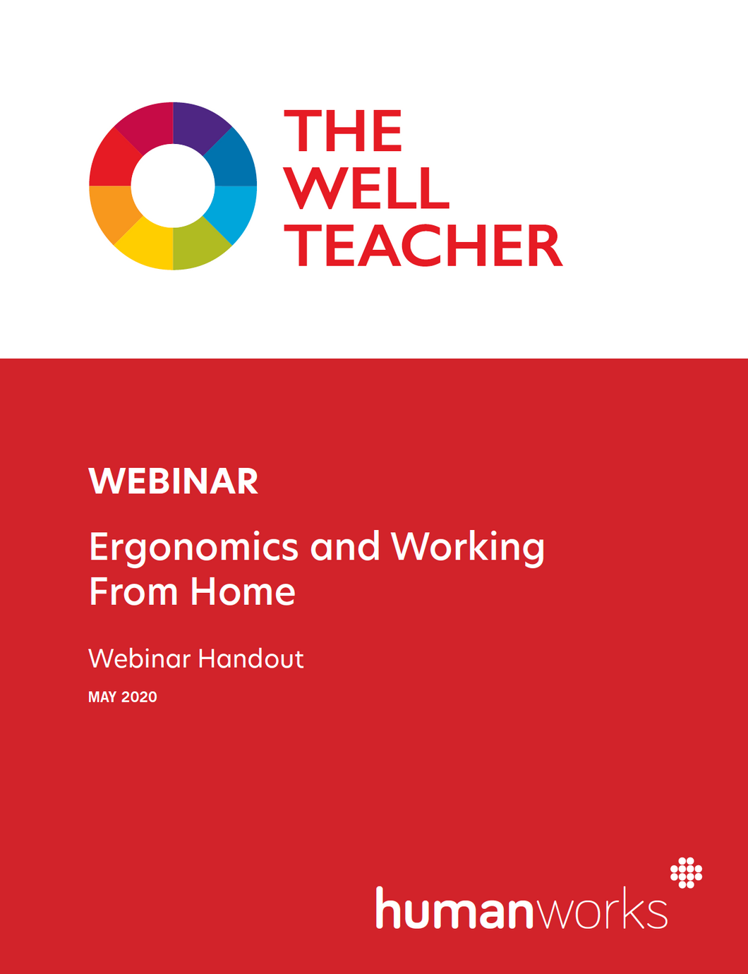 The Well Teacher Webinar Ergonomics and Working from Home handout title page